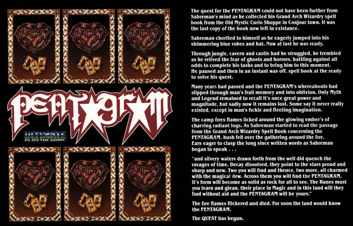 The instructions to the game Pentagram