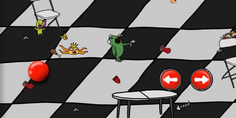 main character moving through the chess-like floor