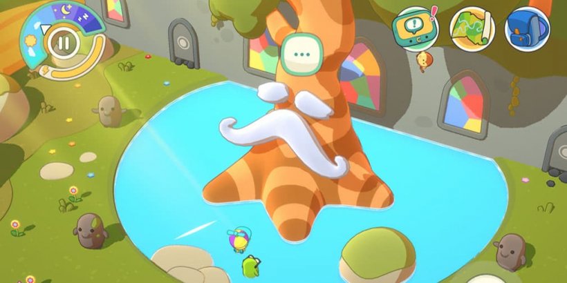 Character talking to a tree in Tamagotchi Adventure Kingdom