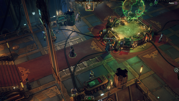 A Rogue Trader screenshot showing the bridge of the player’s flagship.