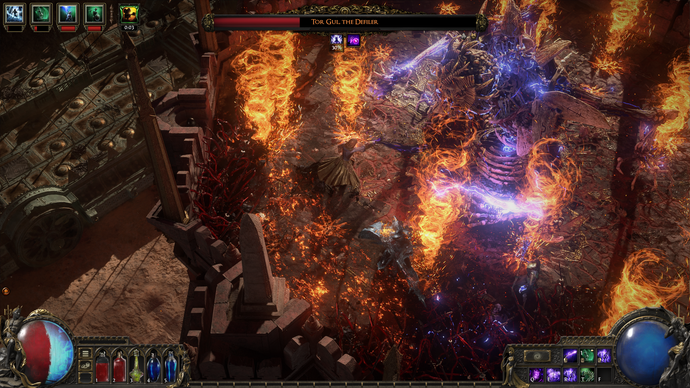 Path of Exile 2's Tor Gul boss attacks.