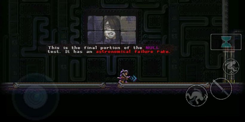 Main characters standing below a huge street ad in Katana Zero