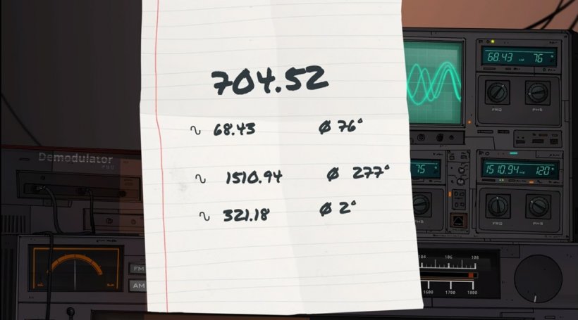 A screenshot of a note filled with radio frequences from Unforeseen Incidents