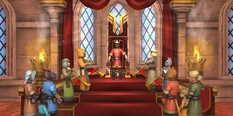 Trumpeteers playing in throne room during corination