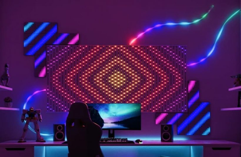 twinkly lights squares in a gaming room