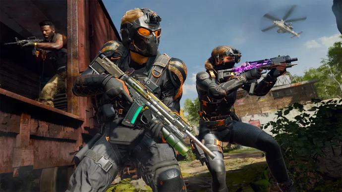 Call of Duty: Black Ops 6 promo image showing three players with guns taking aim