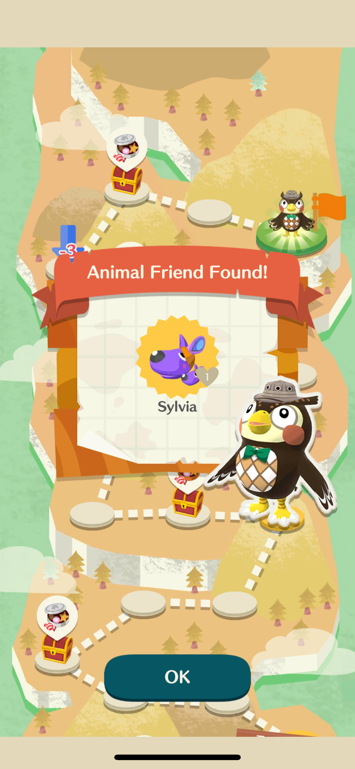 Animal Crossing: Pocket Camp Complete screenshot showing a completed animal friend map.