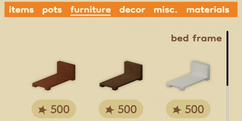 bed frames for sale in the in-game store