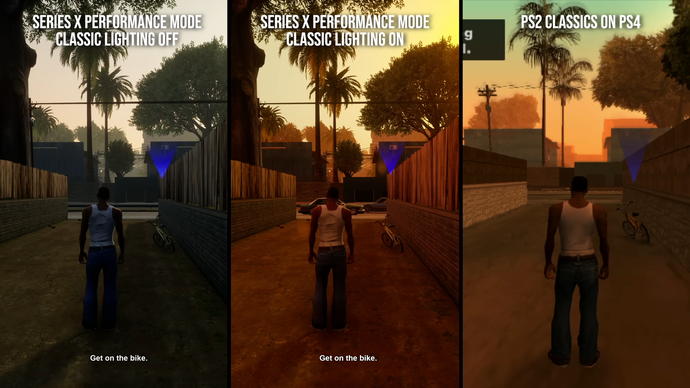 GTA DE classic lighting mode comparison screenshots (walking)