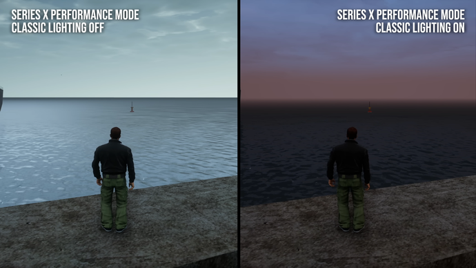 GTA DE classic lighting mode comparison screenshots (horizon)