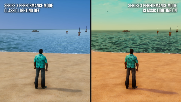 GTA Vice City classic lighting on vs off