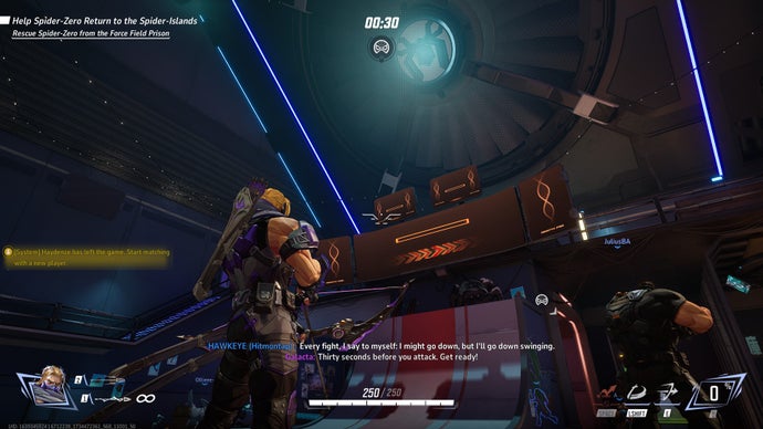 Marvel Rivals screenshot showing Hawkeye in combat