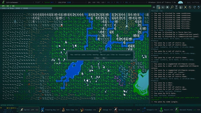 The world map for Caves of Qud.