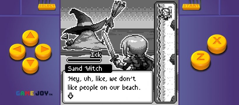 An adventurer faces off against a sand witch in battle