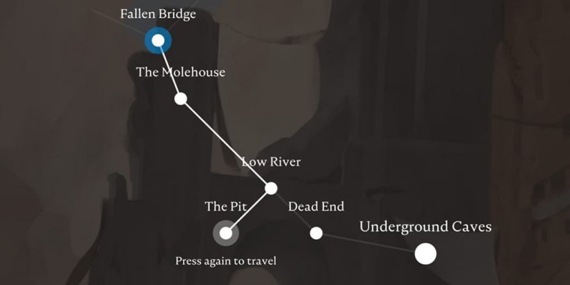 Desert city map showing Fallen bridge and molehouse locations