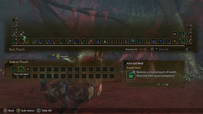 The Seikret's puch menu in Monster Hunter Wilds