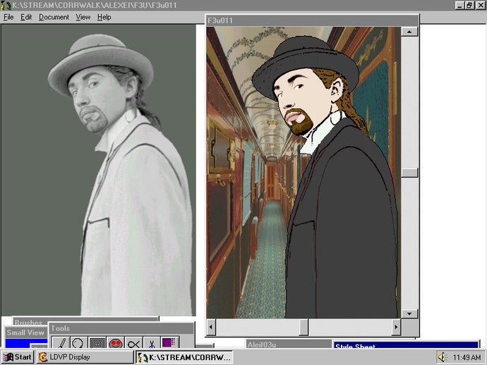 A computer program showing how an actor was animated into The Last Express.