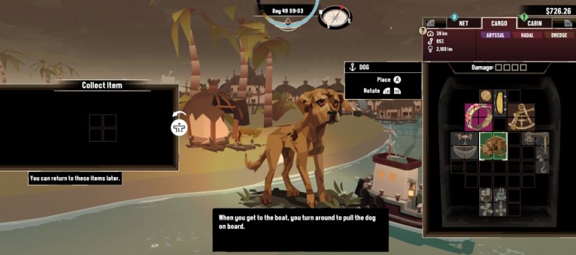 Taking an abandoned dog aboard the player's ship to help it find a new home