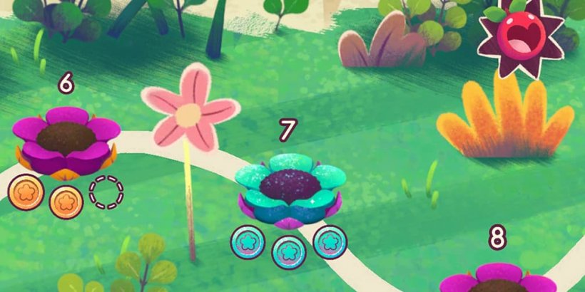 level path through meadow with flowers showing entrances for levels 6 and 7