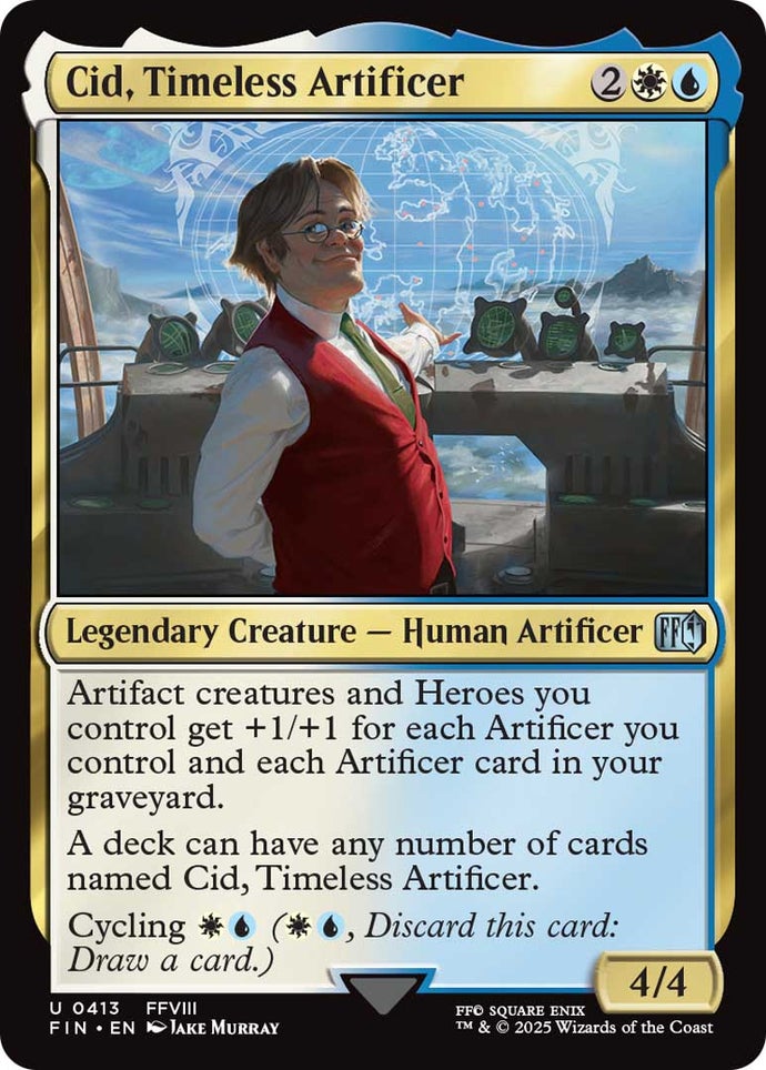 Magic: The Gathering Final Fantasy card showing Cid from Final Fantasy 8