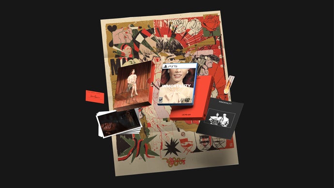 Image of Immortality Editions from Lost in Cult, showing game case, poster, and artwork on black background