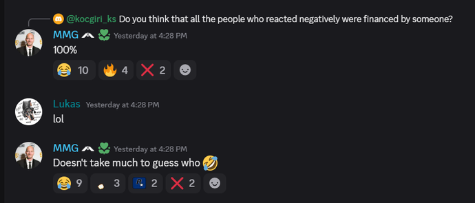 Screenshot from an exchange on the MindsEye Discord