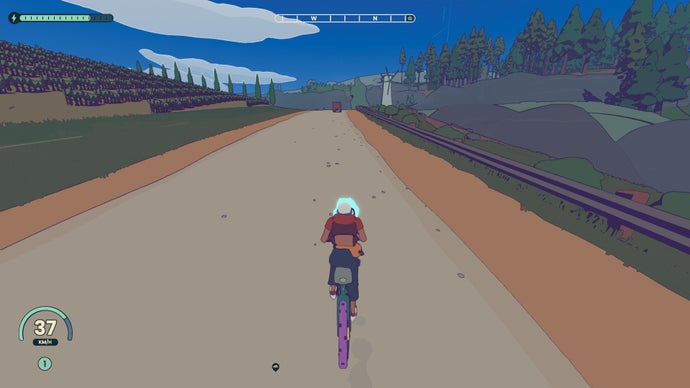 A long stretch of countryside road to cycle down in Wheel World.