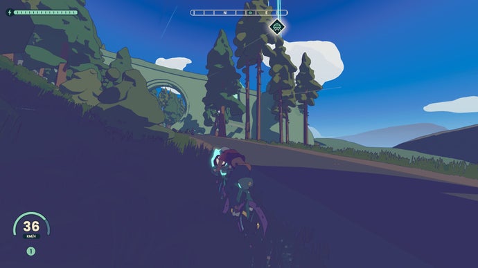Moving through the countryside in Wheel World.