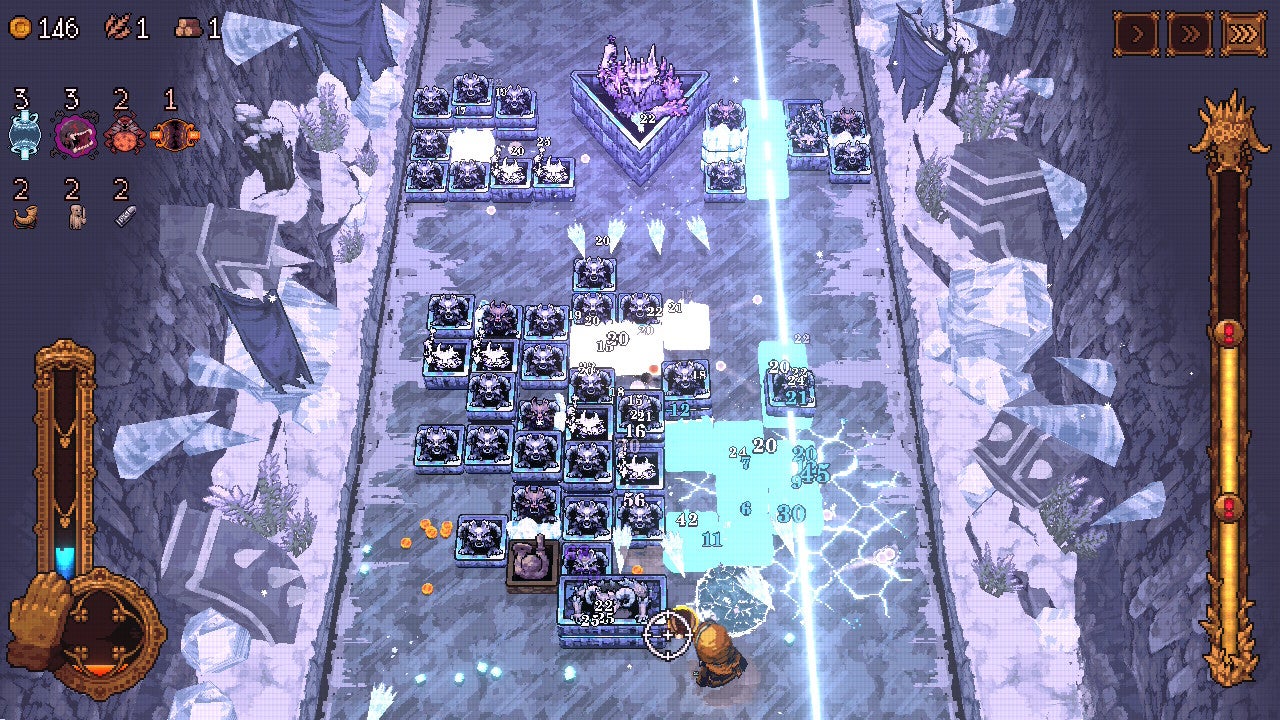 Fighting through ranks of the ice world in Ball x Pit