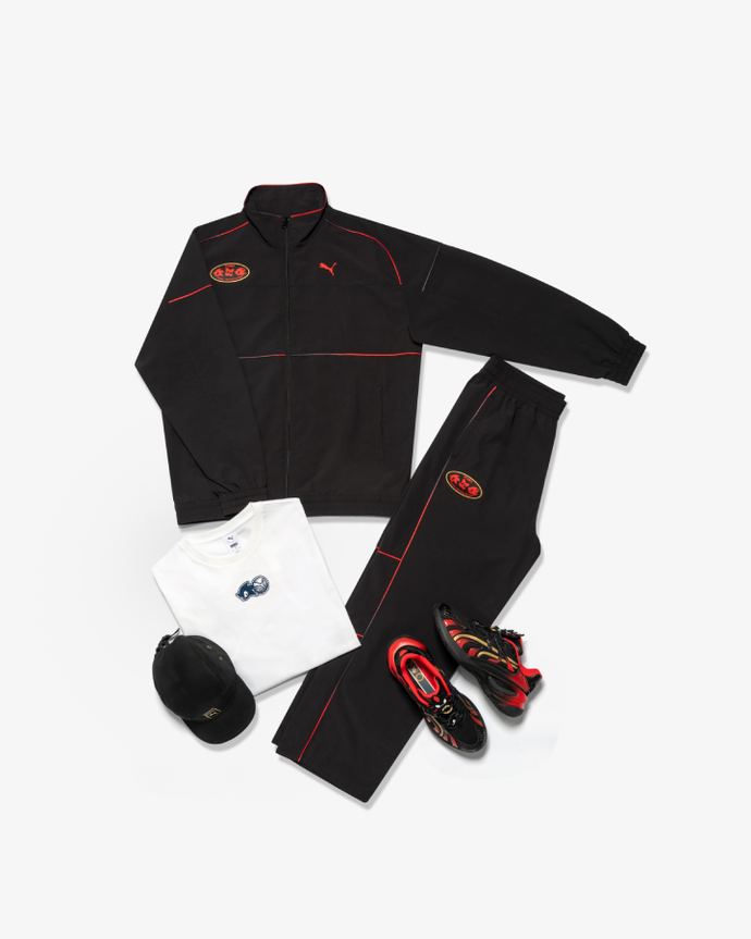 Collection of Sonic clothes from Puma in black and white