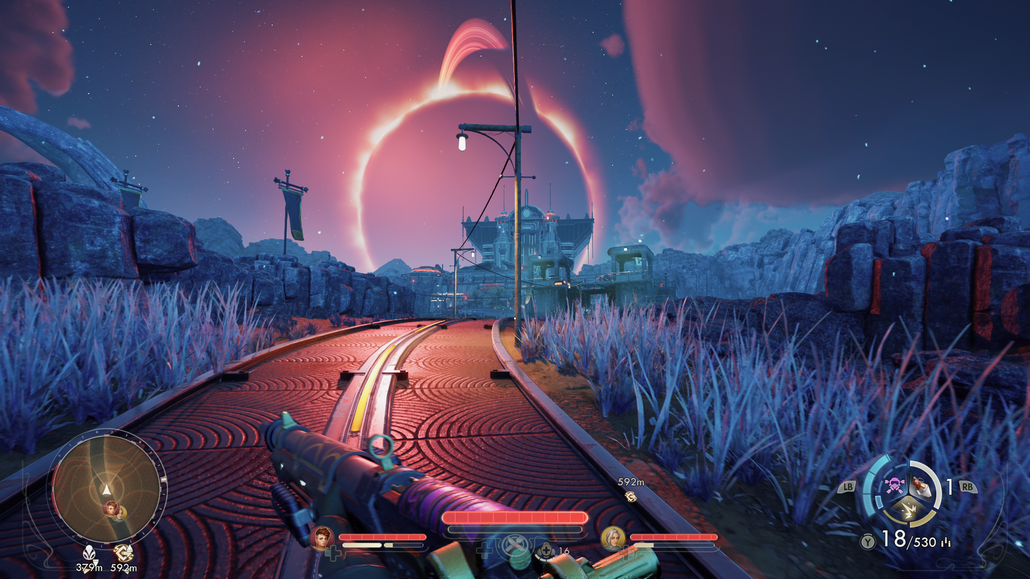 A screenshot of The Outer Worlds 2 running on Xbox Series X.