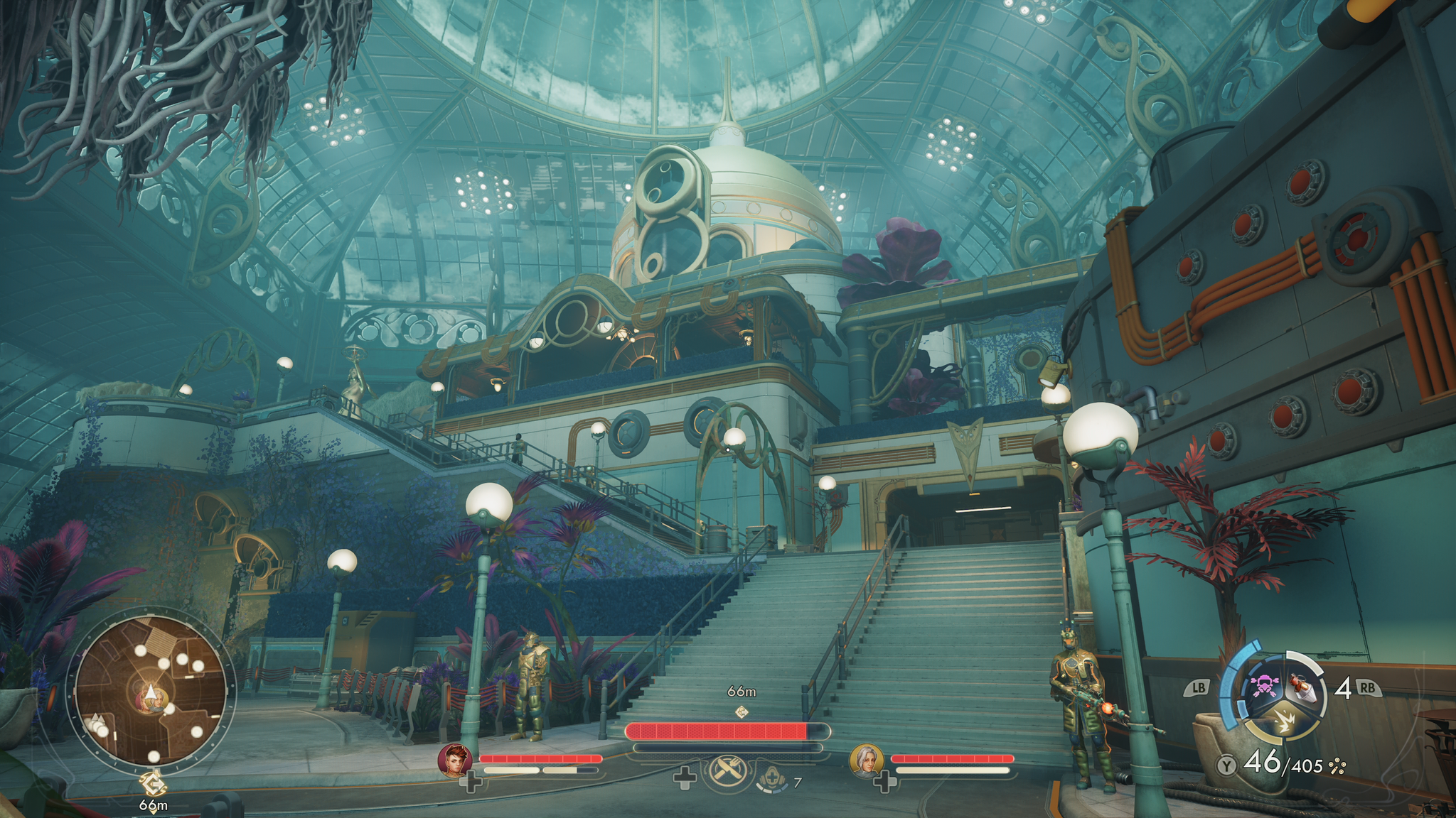 A screenshot of The Outer Worlds 2 running on Xbox Series X.
