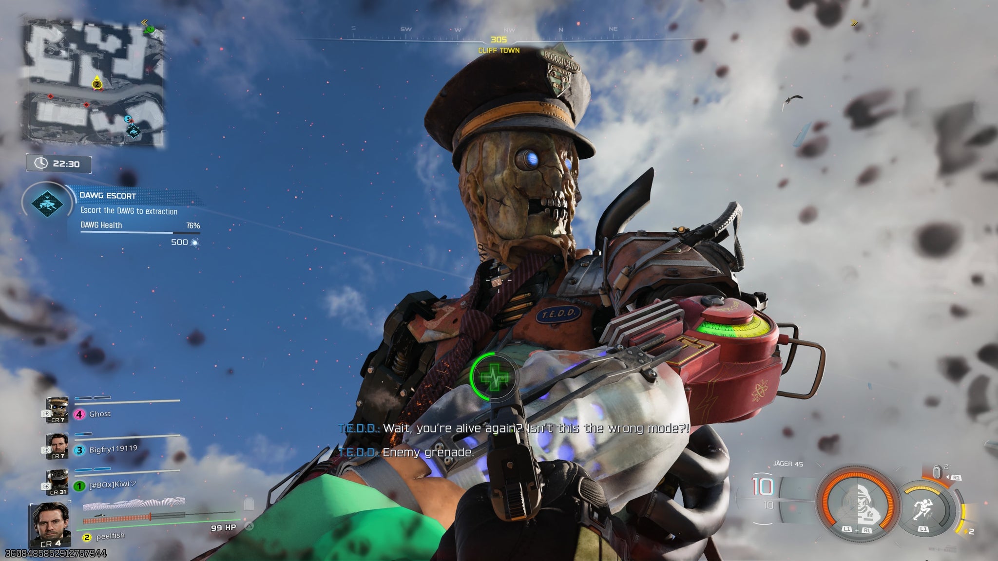 A skeletal soldier revives a teammate in the co-op endgame of Call of Duty: Black Ops 7.