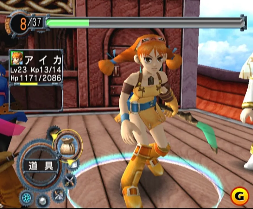 Skies of Arcadia screenshot showing Aica in battle